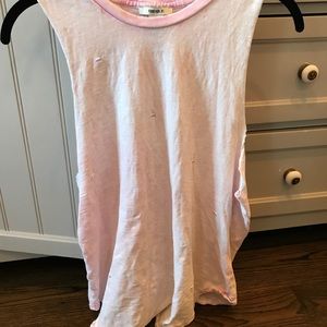 Pink muscle tee with holes